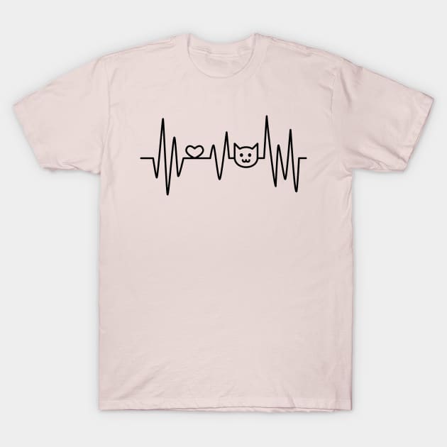 Cat Heartbeat Meow ECG Loving Kitty Electrocardiography T-Shirt by Attapet Original